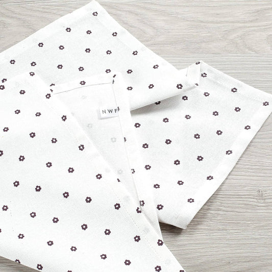 Cotton Dinner Napkins with Handmade Rings – Mauve & White | Pack of 12 - National Woollen & Finishers