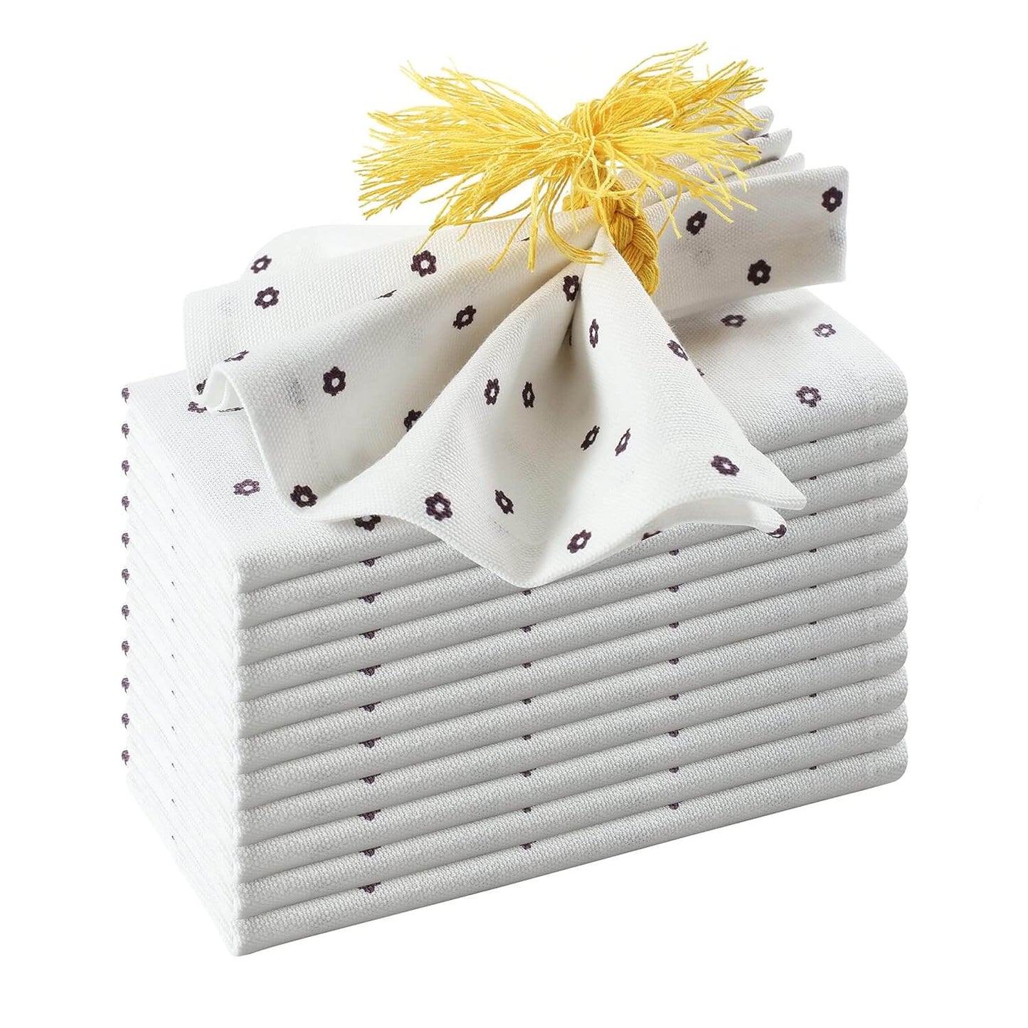 Cotton Dinner Napkins with Handmade Rings – Mauve & White | Pack of 12 - National Woollen & Finishers