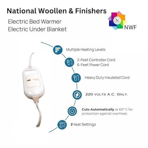 Wool Electric Under Blanket for Single Bed | 30x60" Shockproof Heating Kambal - National Woollen & Finishers