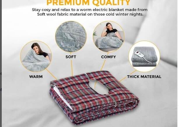 Wool Electric Under Blanket for Single Bed | 30x60" Shockproof Heating Kambal - National Woollen & Finishers