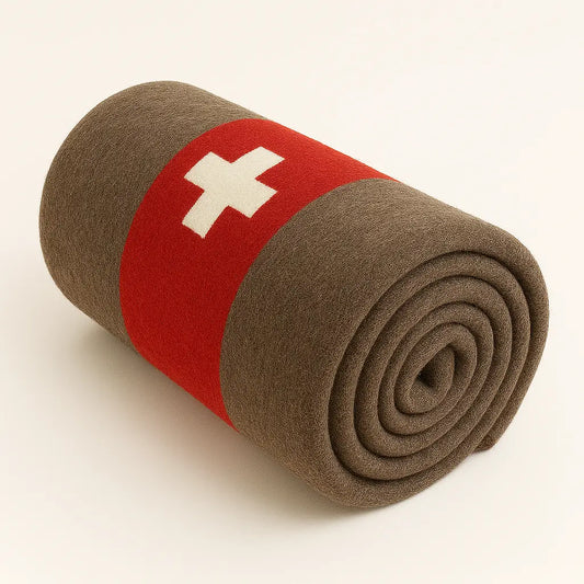 Swiss Army Wool Blanket Chestnut Brown | 100% Wool Vintage Camping Throw - National Woollen & Finishers