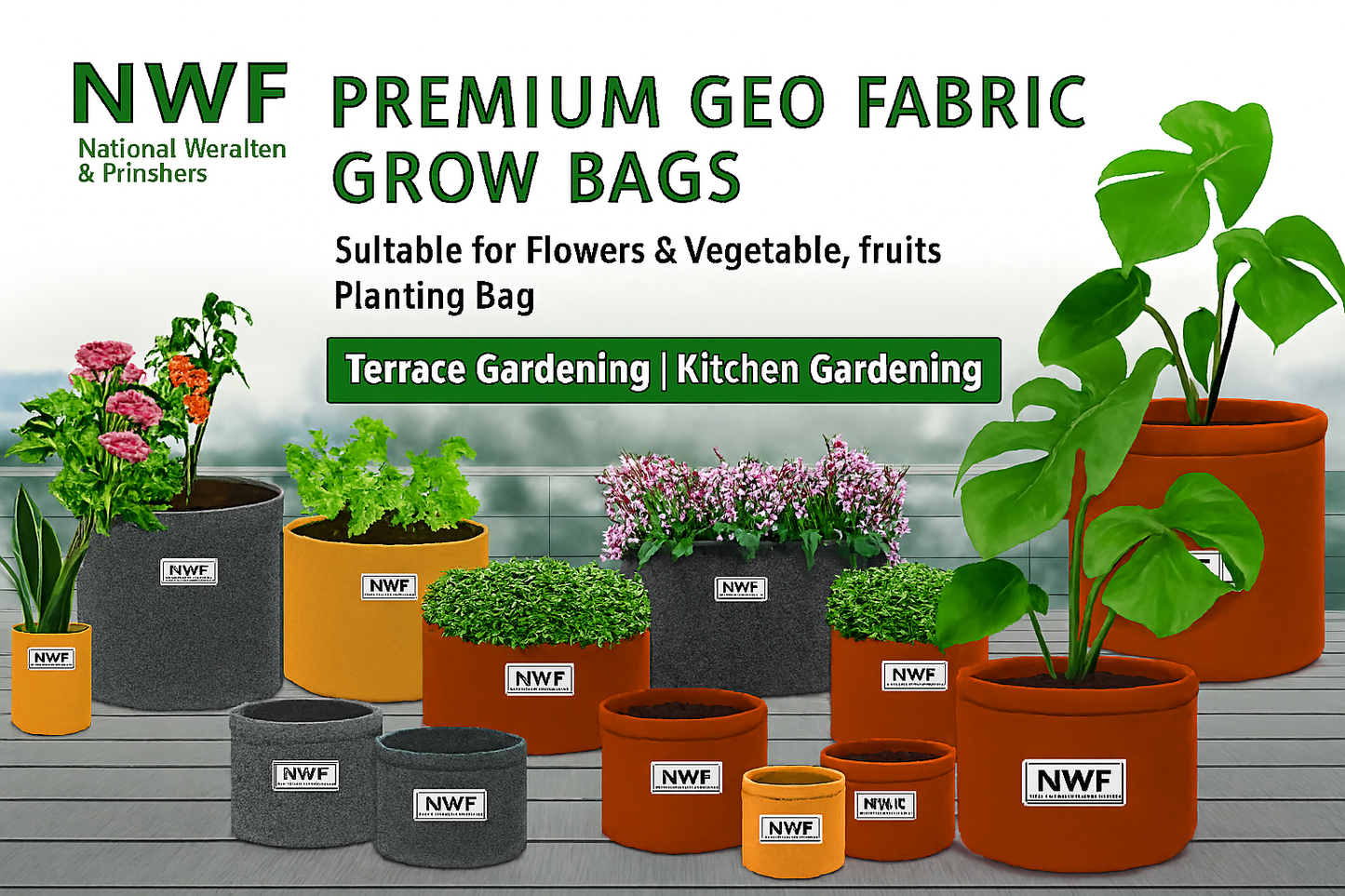 Wool Pot – Set of 4 Piece | Premium Eco-Friendly, Breathable & Reusable Planter | NWF