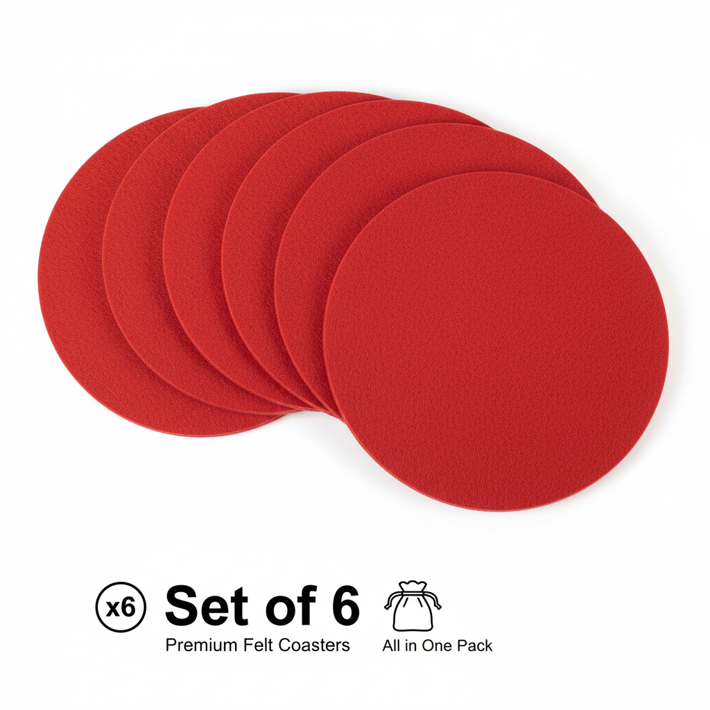 Premium Wool Felt Coaster Set of 6 pcs – Heat-Resistant, Water-Absorbent & Stylish | NWF