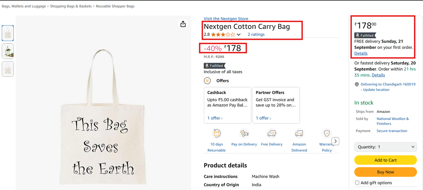 Cotton Tote Bag – Eco-Friendly, Reusable & Durable | NWF