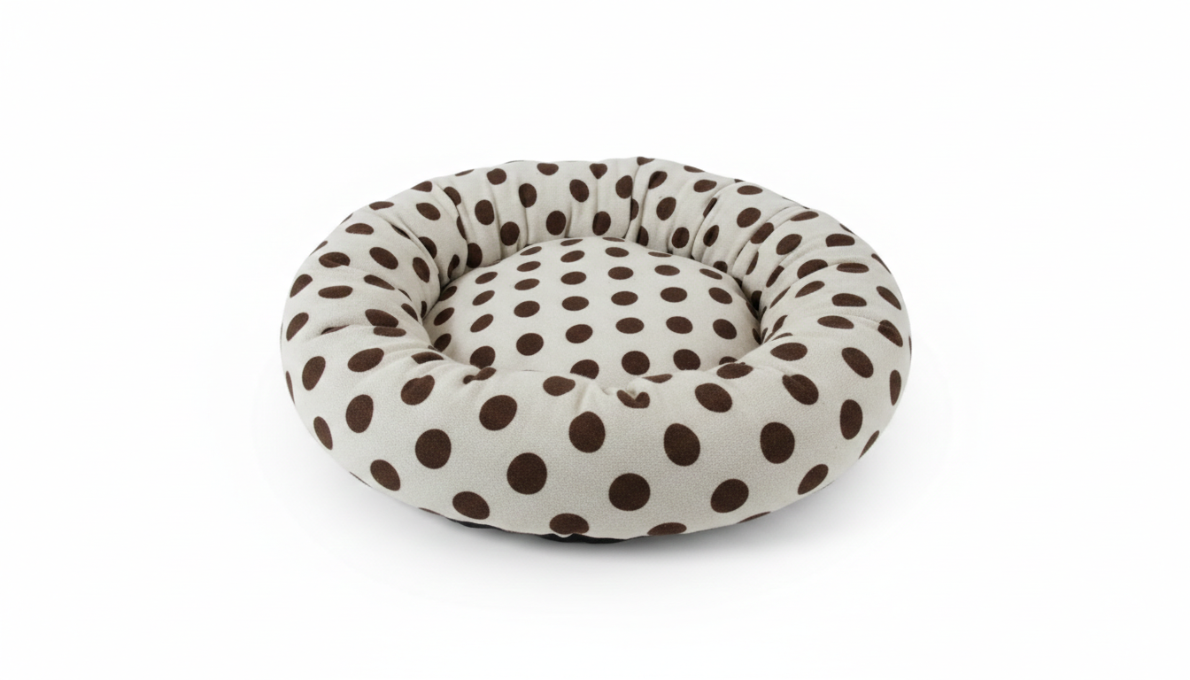 NWF Medium Size Dog Bed (70x70x15 cm) for Puppies, Cats & Dogs | Soft Round Pet Bed with Anti-Skid Bottom | Washable Dual Color Cream & Brown Cushion Pet Beds & Habitats