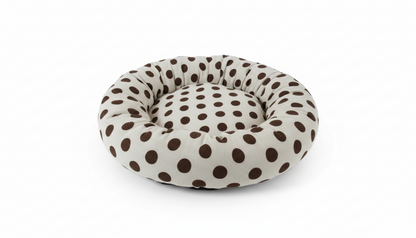 NWF Medium Size Dog Bed (70x70x15 cm) for Puppies, Cats & Dogs | Soft Round Pet Bed with Anti-Skid Bottom | Washable Dual Color Cream & Brown Cushion Pet Beds & Habitats