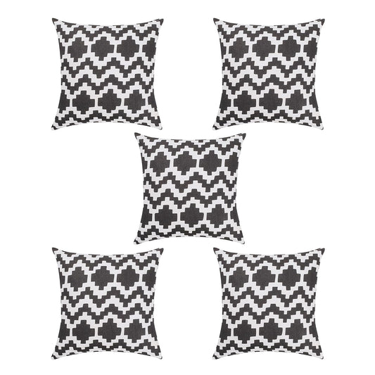 Black Cotton Cushion Covers (Pack of 5) | 16x16" Modern Sofa Pillow Cases