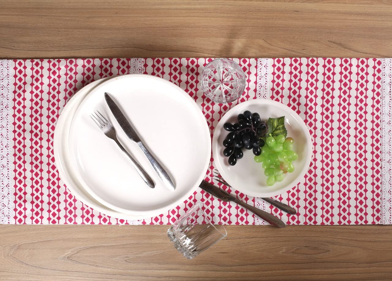 Soft Cotton Table Runner Pink | 72x13.5" Heat-Resistant Dining Décor