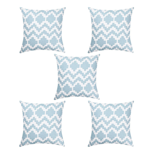 Blue Cotton Cushion Covers (Pack of 5) | 16x16" Modern Sofa Pillow Cases