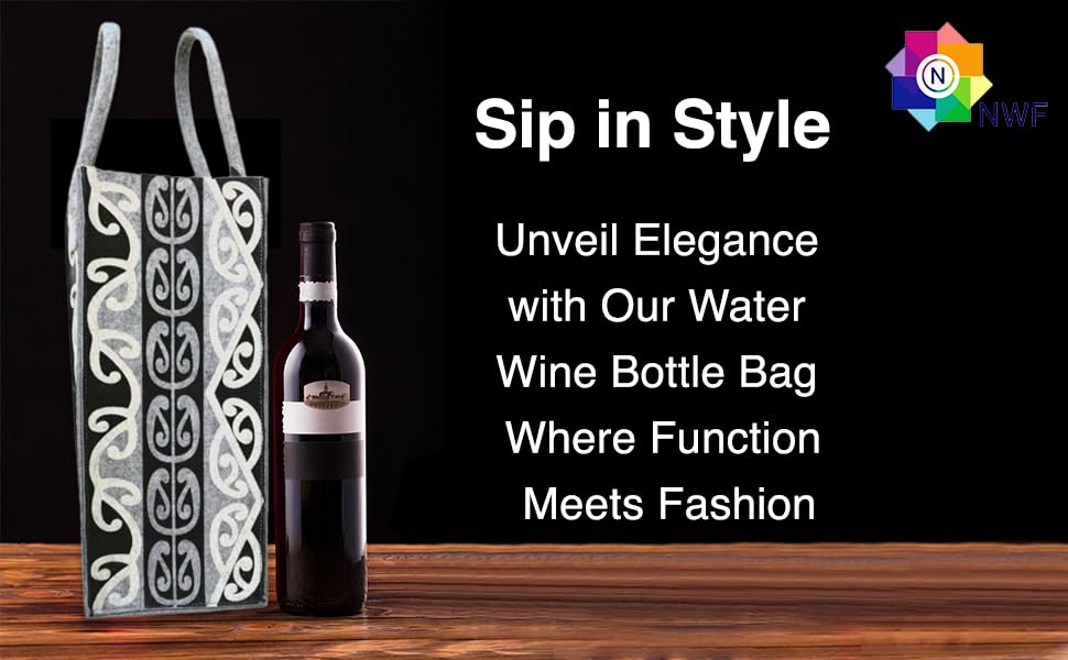 Reusable Felt Bottle/Wine Gift Bag Grey-Black | Eco-Friendly & Durable