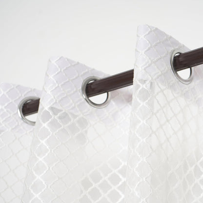 Trellis White Net Curtains (Pack of 2) | 4x5 Ft Semi-Sheer Polyester Panels