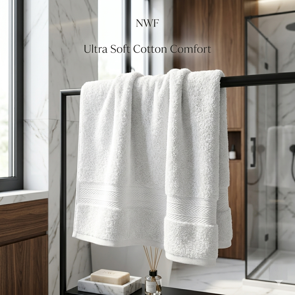NWF Premium Cotton Bath Towel 58" x 28" | Ultra Soft, Highly Absorbent & Quick Dry | Large Size Bath Towel for Men & Women | Skin Friendly & Durable | Bathroom, Gym & Travel Use