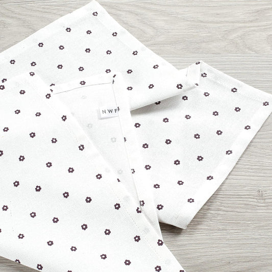 Cotton Dinner Napkins with Handmade Rings – Mauve & White | Pack of 12
