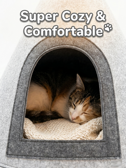 NWF Felt Cat Cave Bed with Cushion, Foldable Cat House Tent, Indoor Cat Bed Cave for Cats & Kittens, Cozy Pet Cave Bed for Small Dogs (Without Cushion)