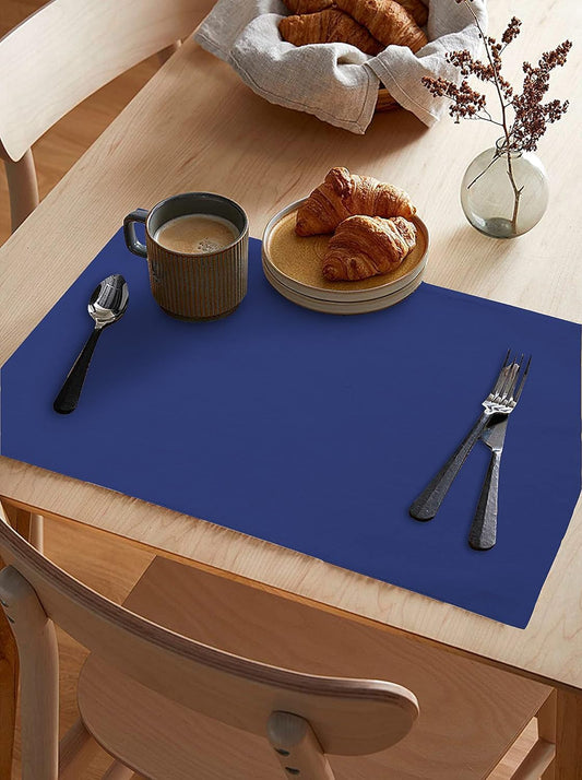 100% Cotton Dining Table Placemats – Blue | Heat-Resistant, Anti-Skid | Set of 4
