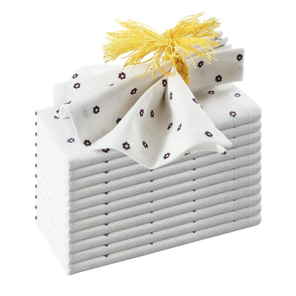 Cotton Dinner Napkins with Handmade Rings – Mauve & White | Pack of 12