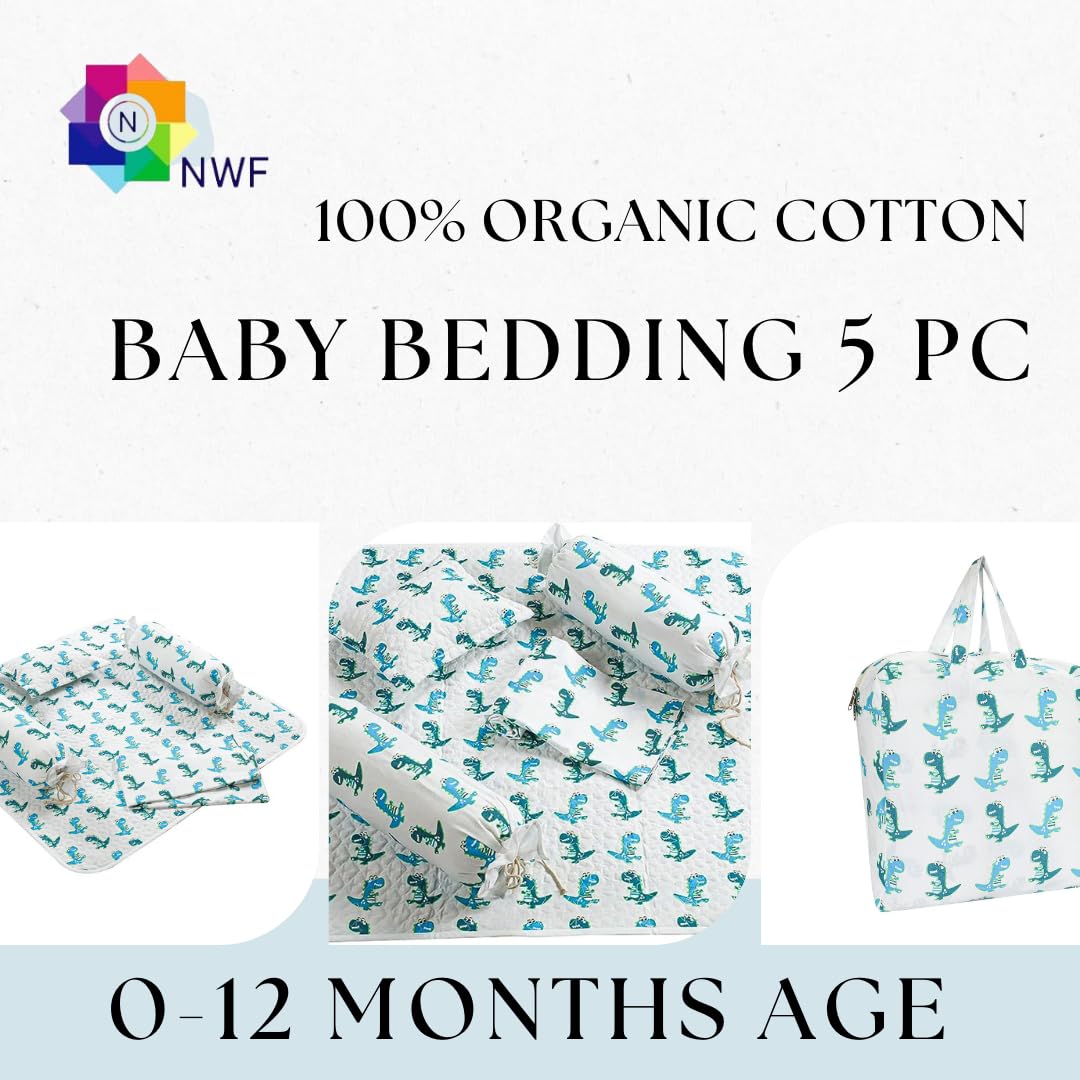 Organic Cotton Baby Bedding Set Blue | Oeko-TEX Certified | Pack of 5