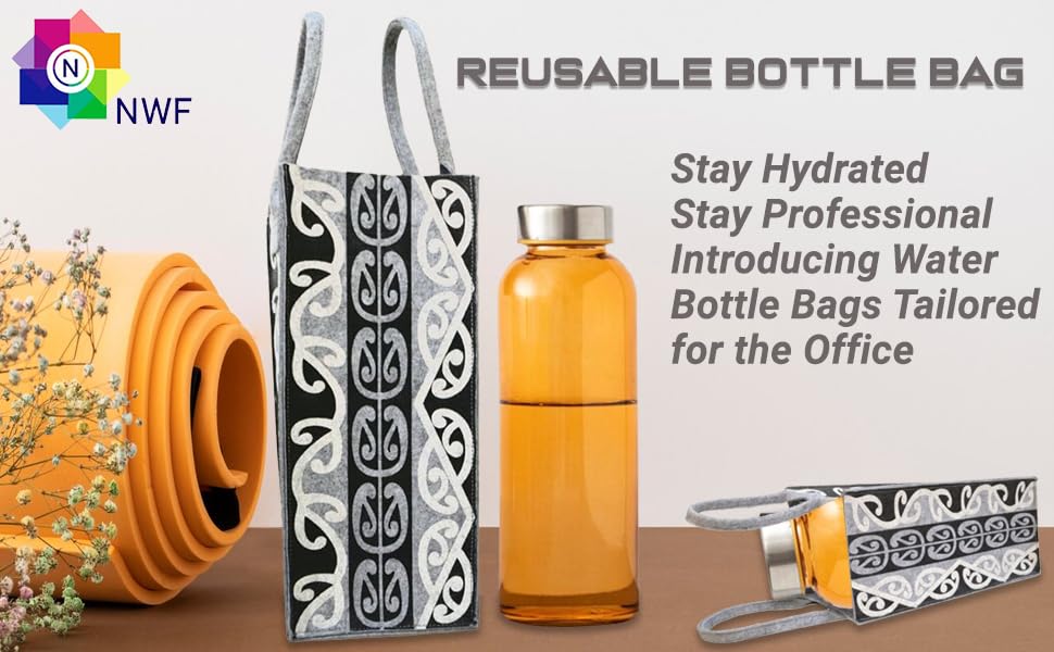 Reusable Felt Bottle/Wine Gift Bag Grey-Black | Eco-Friendly & Durable