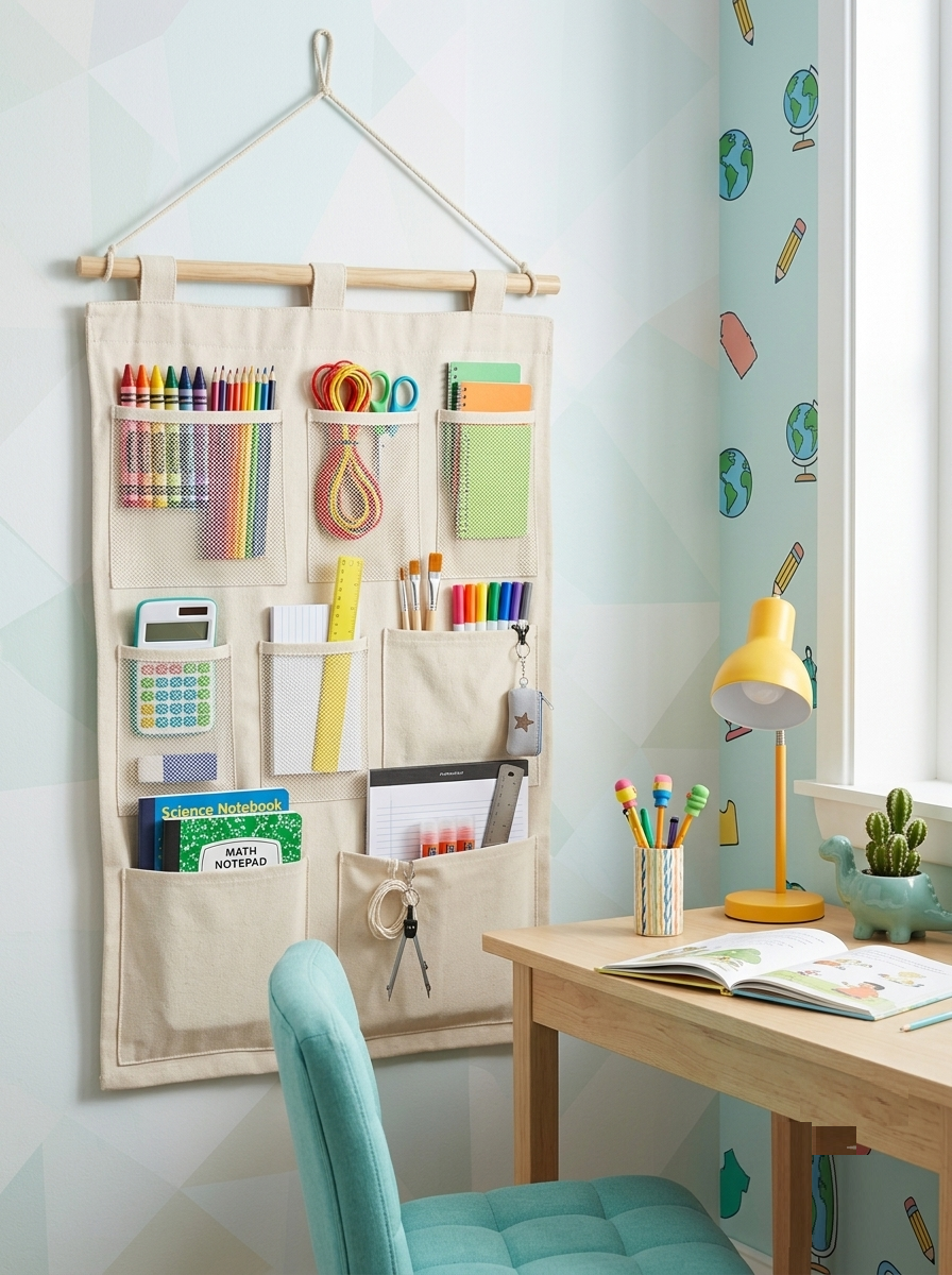 NWF 8 Pocket Wall Hanging Organizer Beige | 8 Pocket Wall Hanging Organizer, 100% Cotton, 30 x 20 Inch, Space Saving