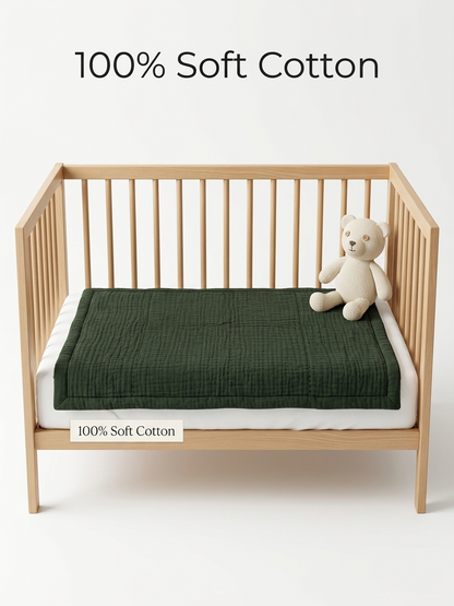 NWF Baby Cotton Godadi Sleeping Mat (34 x 34 Inch) – Soft Breathable Newborn Baby Bedding, Foldable Baby Bed, Washable Cradle Sheet & Mattress Pad (0–12 Months) - Green