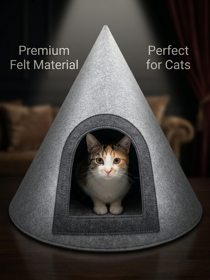 NWF Felt Cat Cave Bed with Cushion, Foldable Cat House Tent, Indoor Cat Bed Cave for Cats & Kittens, Cozy Pet Cave Bed for Small Dogs (Without Cushion)