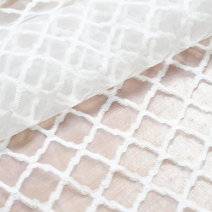 Trellis White Net Curtains (Pack of 2) | 4x5 Ft Semi-Sheer Polyester Panels