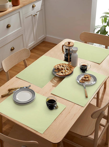 Cotton Table Placemats Set of 4 | Green Heat-Resistant & Washable Mats