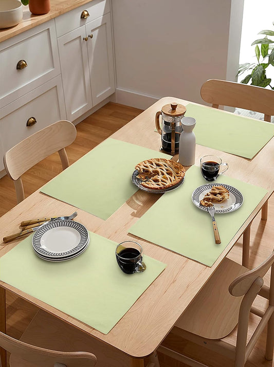 Cotton Table Placemats Set of 4 | Green Heat-Resistant & Washable Mats