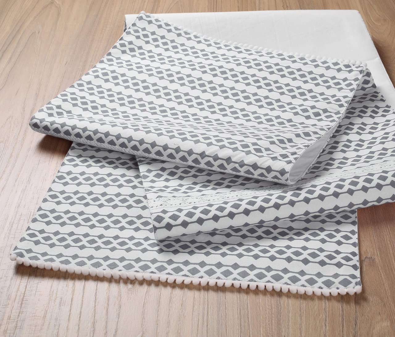 Cotton Table Runner Grey Printed | 90x13.5" Heat-Resistant for 8-Seater