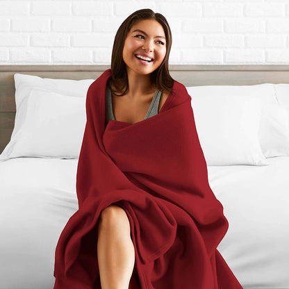 NWF All Season Solid/Plain Lightweight Polar Fleece Single Bed Blanket | Set of 1 | 90 x 60 inches, Maroon