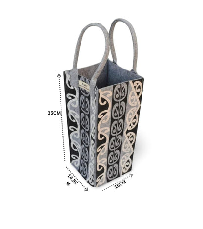 Reusable Felt Bottle/Wine Gift Bag Grey-Black | Eco-Friendly & Durable