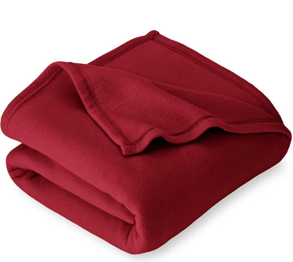 NWF All Season Solid/Plain Lightweight Polar Fleece Single Bed Blanket | Set of 1 | 90 x 60 inches, Maroon