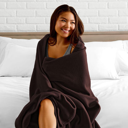 NWF All Season Solid/Plain Lightweight Polar Fleece Single Bed Blanket | Set of 1 | 90 x 60 inches, Coffee