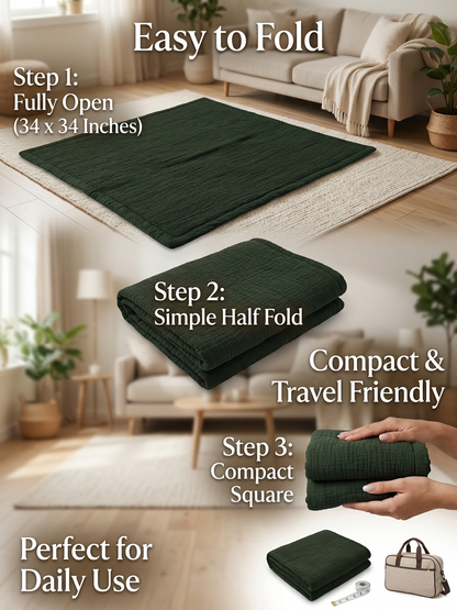 NWF Baby Cotton Godadi Sleeping Mat (34 x 34 Inch) – Soft Breathable Newborn Baby Bedding, Foldable Baby Bed, Washable Cradle Sheet & Mattress Pad (0–12 Months) - Green