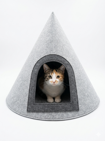 NWF Felt Cat Cave Bed with Cushion, Foldable Cat House Tent, Indoor Cat Bed Cave for Cats & Kittens, Cozy Pet Cave Bed for Small Dogs (Without Cushion)