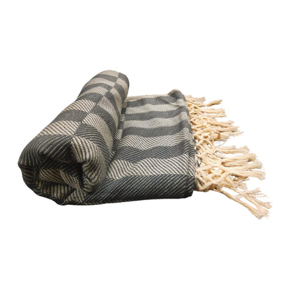 Pure Cotton Throw Blanket Grey | Soft Lightweight Sofa & Bed AC Blanket