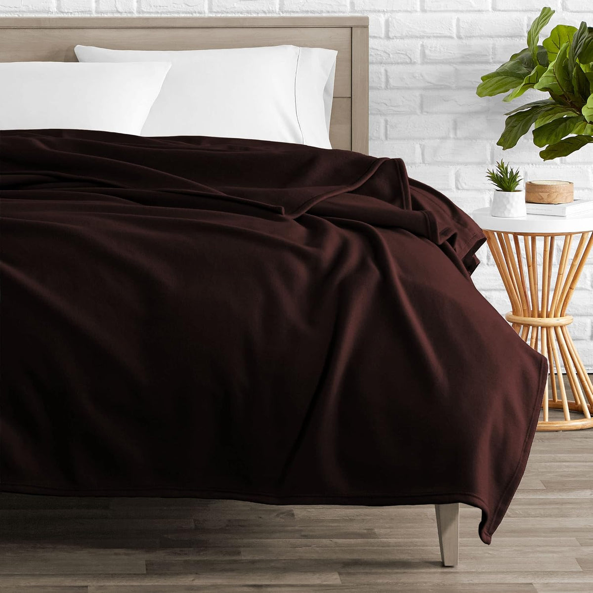 NWF All Season Solid/Plain Lightweight Polar Fleece Single Bed Blanket | Set of 1 | 90 x 60 inches, Coffee