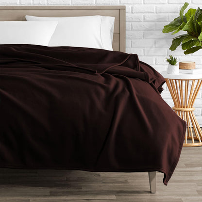 NWF All Season Solid/Plain Lightweight Polar Fleece Single Bed Blanket | Set of 1 | 90 x 60 inches, Coffee