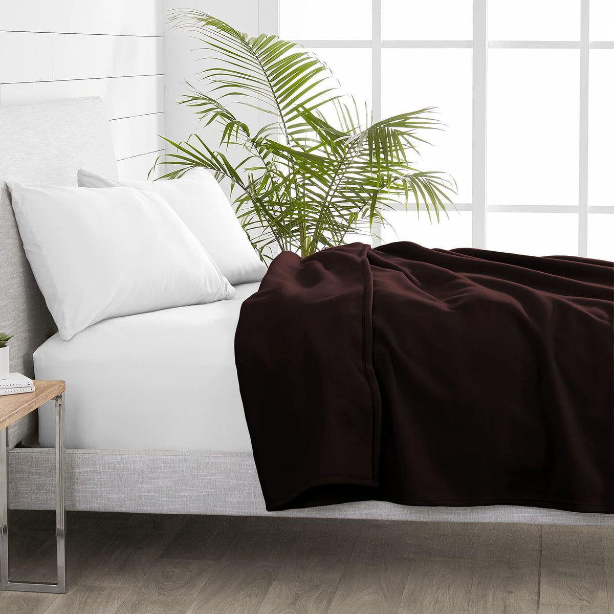 NWF All Season Solid/Plain Lightweight Polar Fleece Single Bed Blanket | Set of 1 | 90 x 60 inches, Coffee