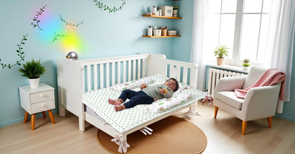 Baby Bedding Set Brown Teddy Green Tree | 100% Cotton Mattress & Bolsters