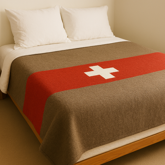 Swiss Army Wool Blanket Chestnut Brown | 100% Wool Vintage Camping Throw