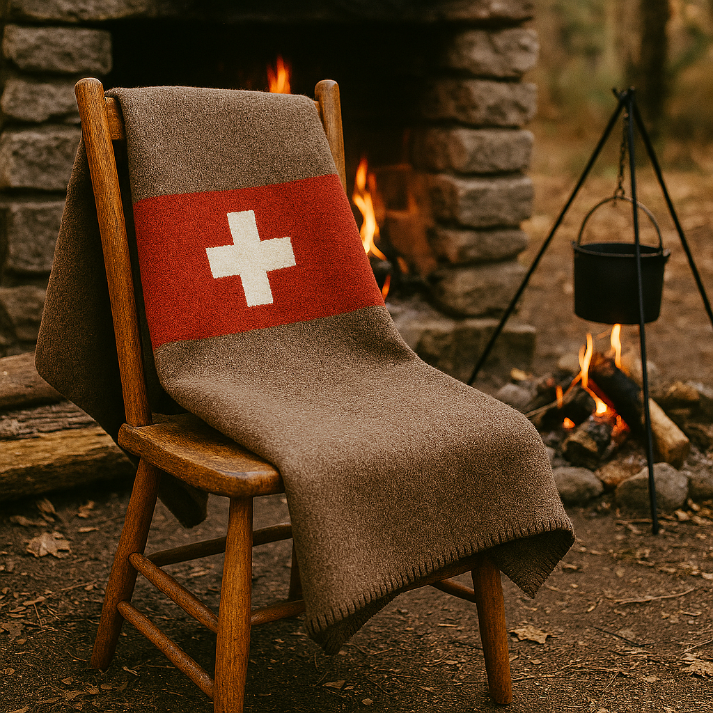 Swiss Army Wool Blanket Chestnut Brown | 100% Wool Vintage Camping Throw