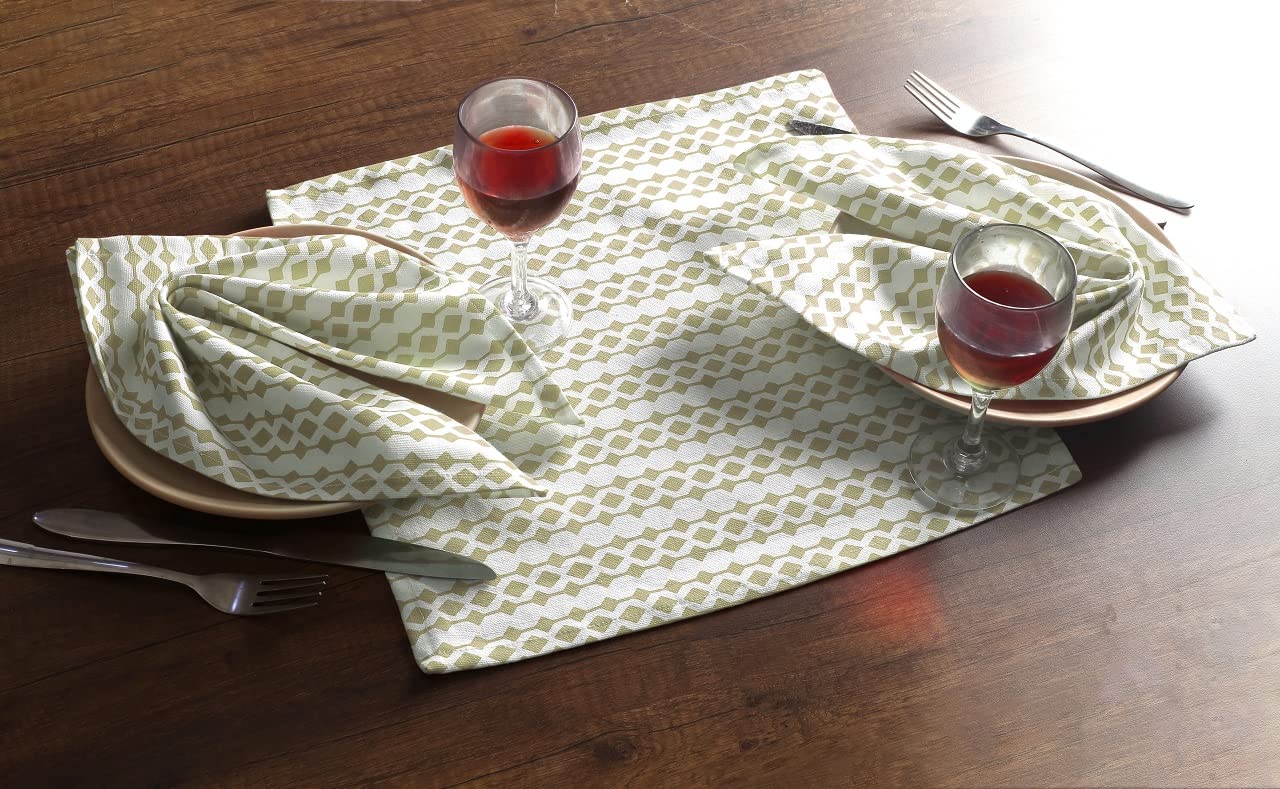 Handmade Cotton Dinner Napkins Set of 6 | 14x14" Sage Floral Reusable