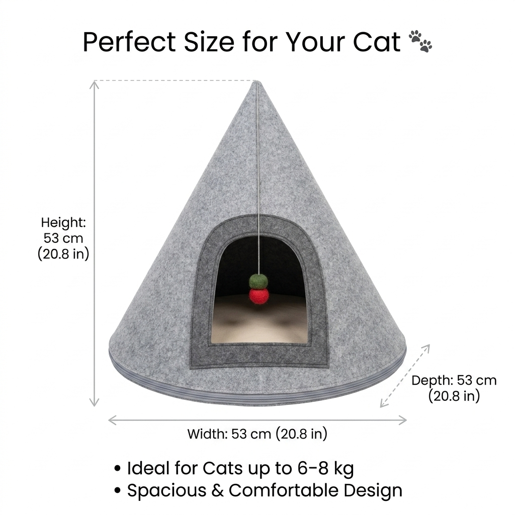 NWF Felt Cat Cave Bed with Cushion, Foldable Cat House Tent, Indoor Cat Bed Cave for Cats & Kittens, Cozy Pet Cave Bed for Small Dogs (Without Cushion)