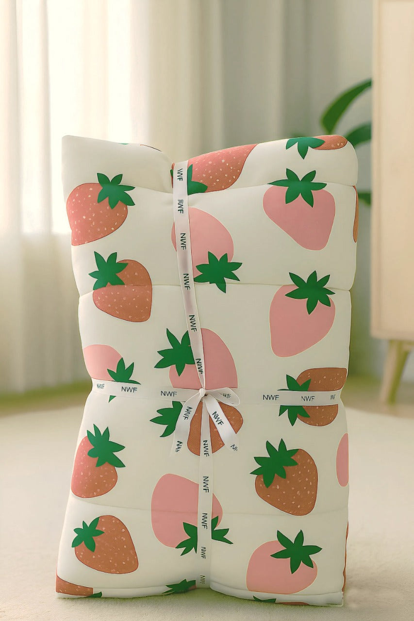 Strawberry Baby Bedding Set 4pc | Cotton Mattress, Pillow & Bolsters | NWF