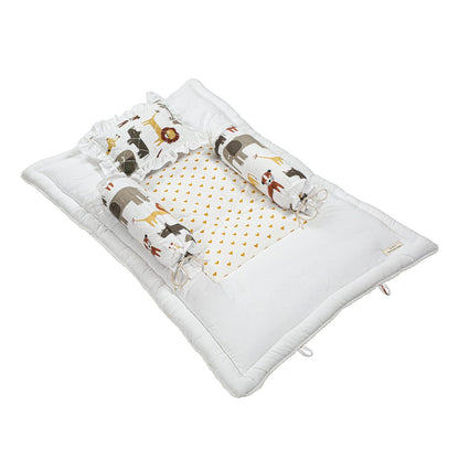 Unisex Baby Bedding Set 4pc | 100% Cotton Mattress, Pillow & Bolsters