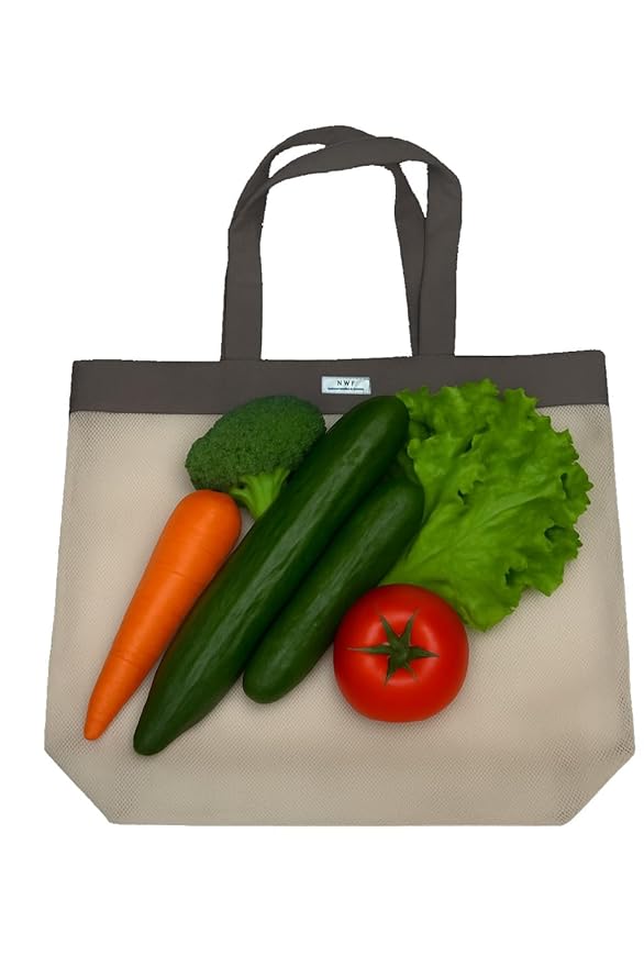 Premium Mesh Tote Bag | Eco-Friendly Reusable Shopping & Travel Bag | Large 46x37 cm | NWF