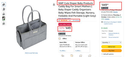 Caddy Bag – Large, Durable & Foldable Organizer for Baby Essentials | NWF