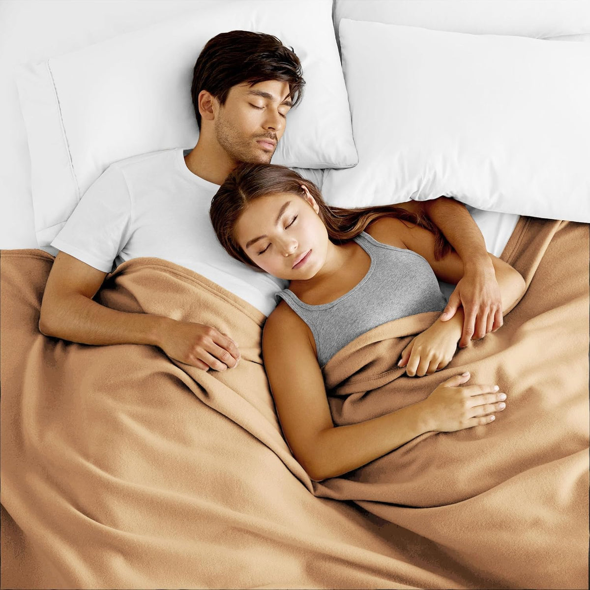 NWF All Season Solid/Plain Lightweight Polar Fleece Single Bed Blanket | Set of 1 | 90 x 60 inches, Camal