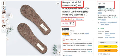 Wool Felt Insoles – 100% Natural Wool | 4mm Thick | NWF